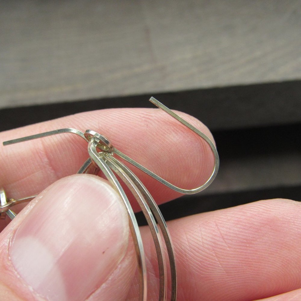 Sterling Silver Odd Style Rustic Earrings Vintage - Picture 3 of 5